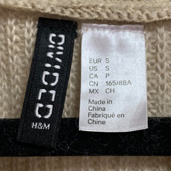 H&M Divided Cream/Tan Knit Tie Up Sweater Small - Picture 6 of 7